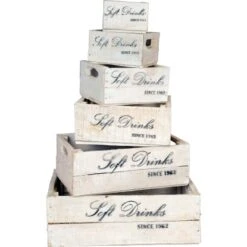 Deko Holzkisten-Set Softdrinks 6-tlg. Weiß