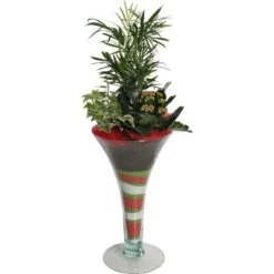 Arrangement Blüh- Und Grünpflanzen In Trompetenvase Topf-Ø Ca. 16 Cm